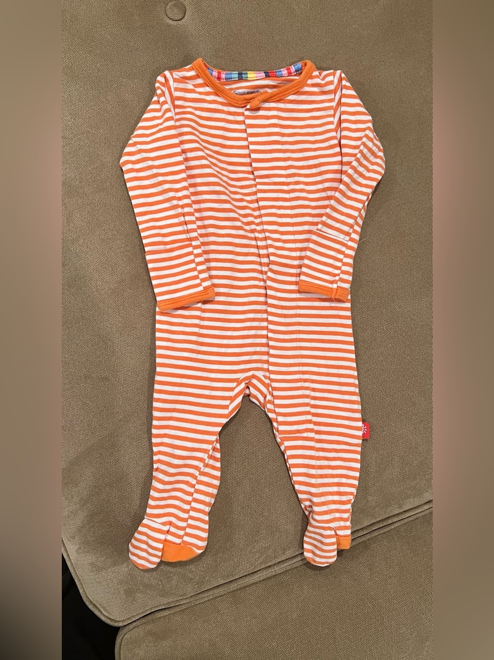 Magnetic Me Orange and White Striped Footed One-Piece